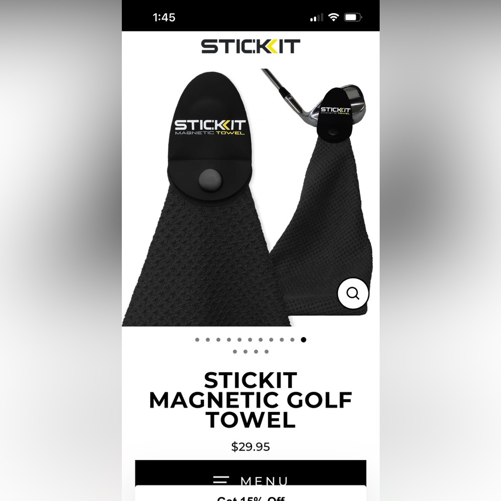 Stickit Magnetic Golf Towel - Black
